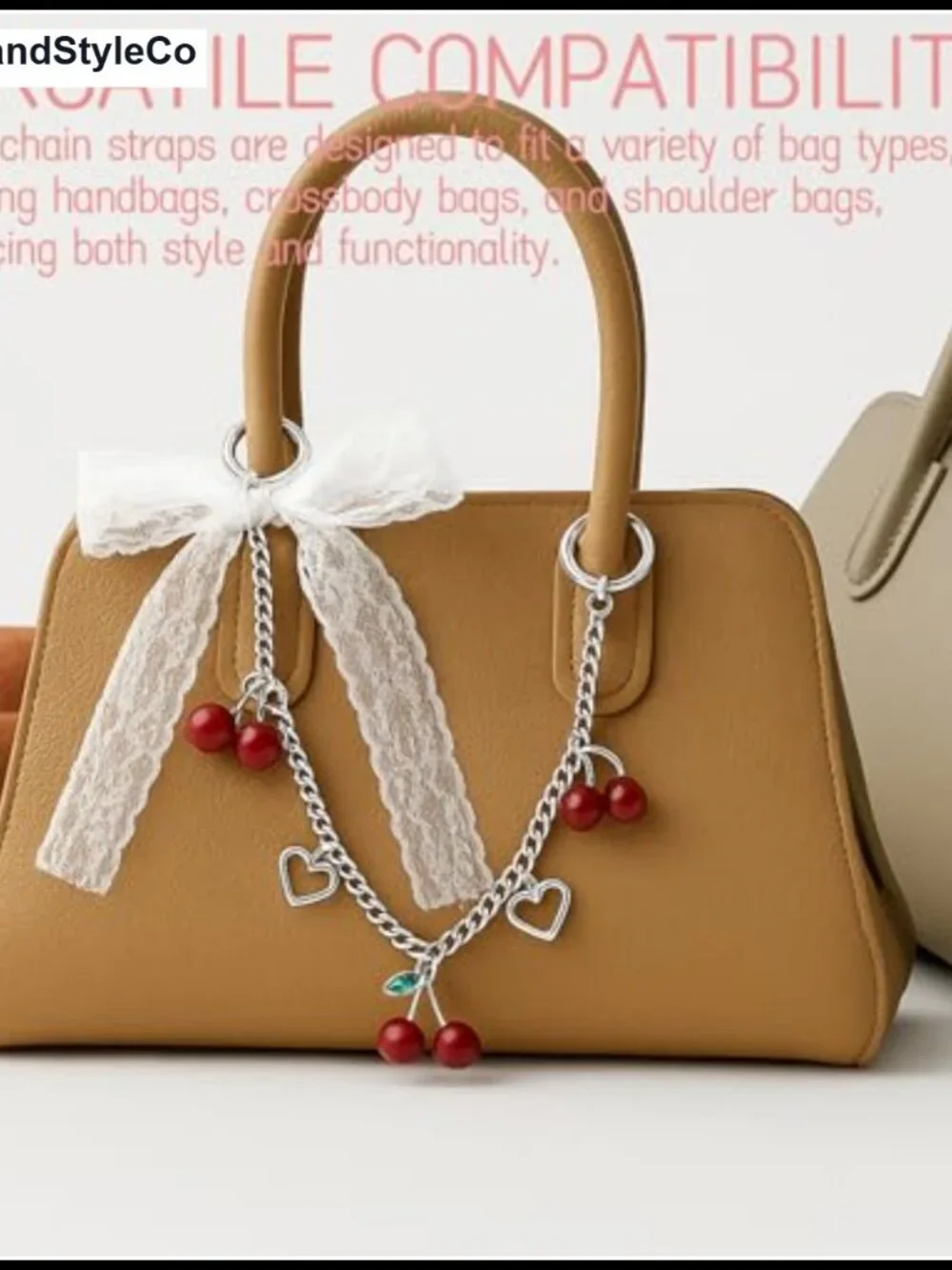 Y2K Purse Chain Charms Cherry Bow Pendant Zinc Alloy Bag Accessory